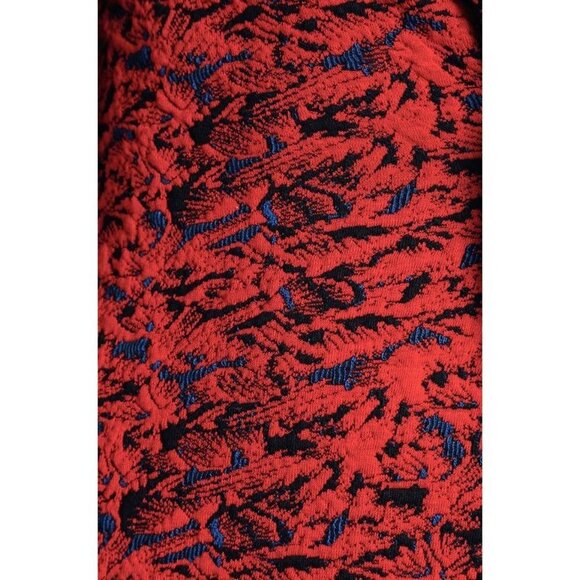 Free People red  & blue metallic Sunset puff sleeve cold shoulder mini dress L - Picture 7 of 16